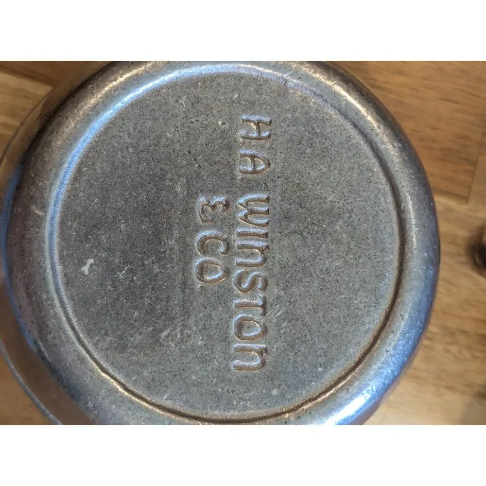 Vtg HA Winston & Co Metal French Onion Soup Bowls Set of 6 Tab Handle Pewter PA